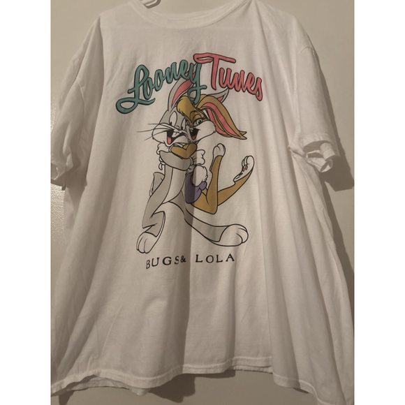 Looney Tunes Tops - Looney Tunes Bugs & Lola Bunny White Graphic T-Shirt 3X Cotton Warner Bros 2022